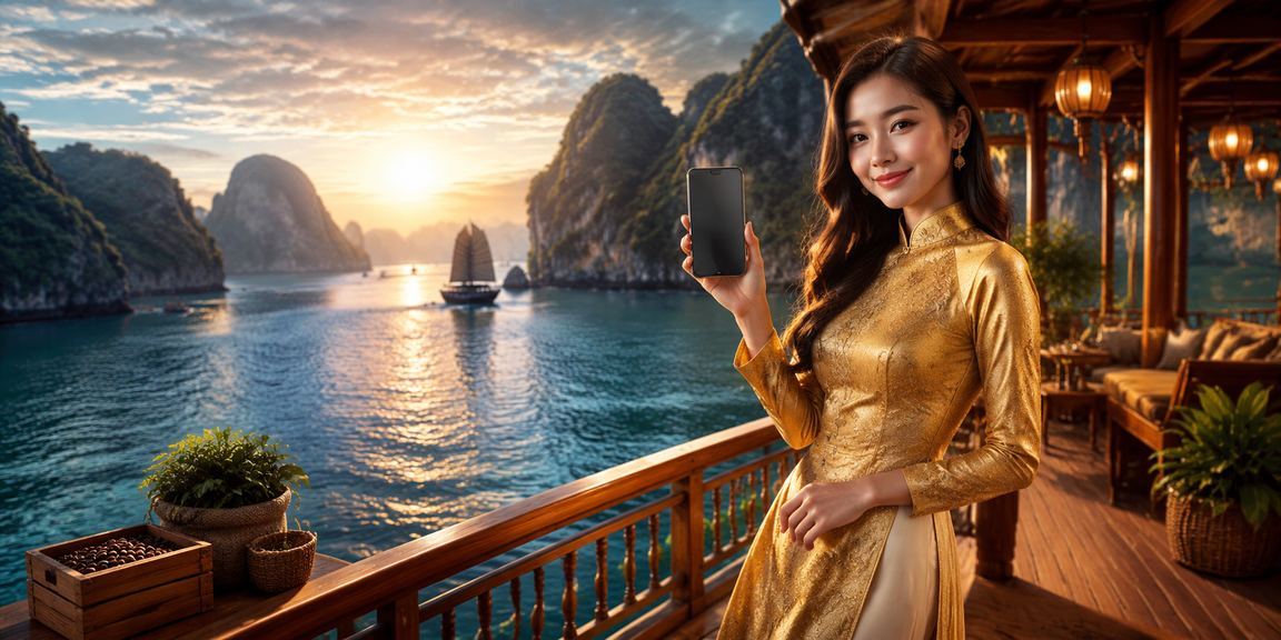 Người dùng Hà Nội trải nghiệm casino trực tuyến trên điện thoại trong trang phục áo dài