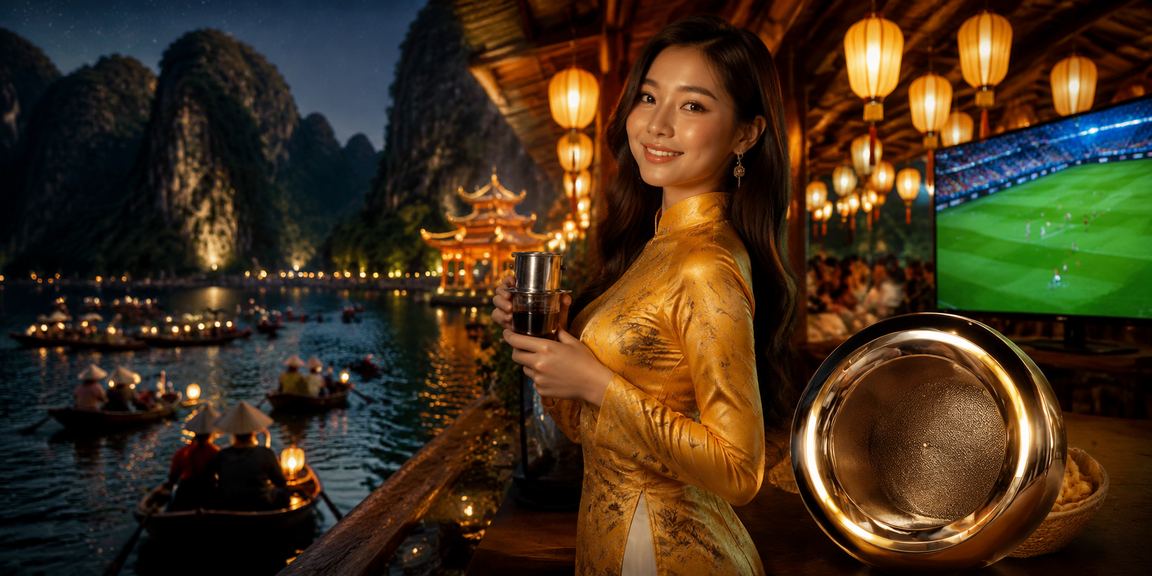 Người hâm mộ bóng đá tại Ninh Bình xem kèo cược trong không gian truyền thống áo dài